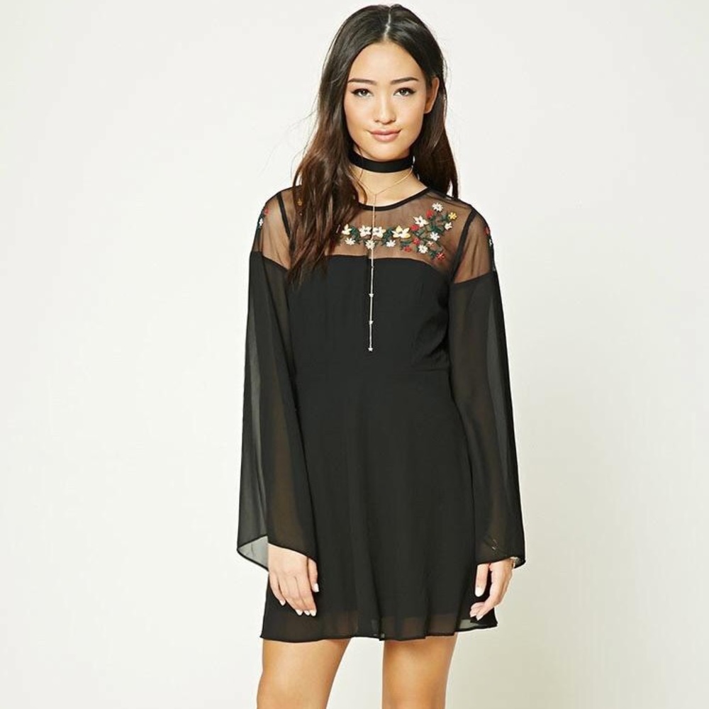 Forever 21 floral embroidered sheath dress
